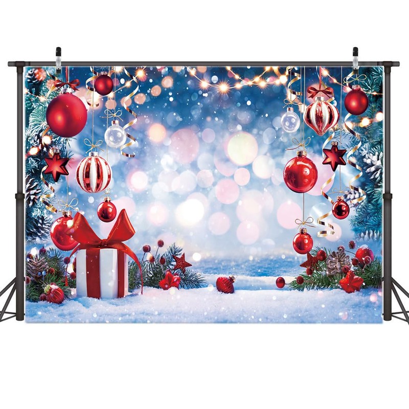 AIIKES 7x5FT Christmas Backdrop Christmas Snowflake Gift Backdrop Christmas Flash