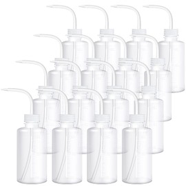 18 Pcs Tattoo Wash Bottle Plastic Squeeze Bottle 250 ml Squirt Bottle Bulk Lash Water Bottle with Narrow Mouth Scale Labels Lab Wash Bottles Cleaning Water Tools, Plant Irrigation (Clear)