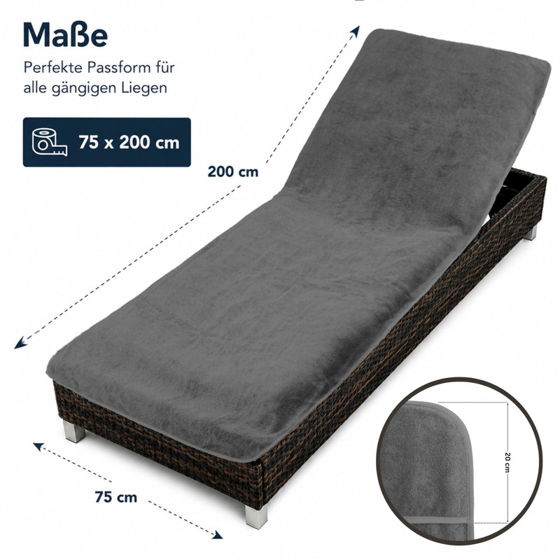 Brandsseller Protective Cover for Garden Lounger, Beach Lounger Cushion, Terry
