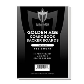 100 Golden Age Size White Comic Backing Boards by Max Pro (7.5" x 10.5") - Protect Comics from Bending!