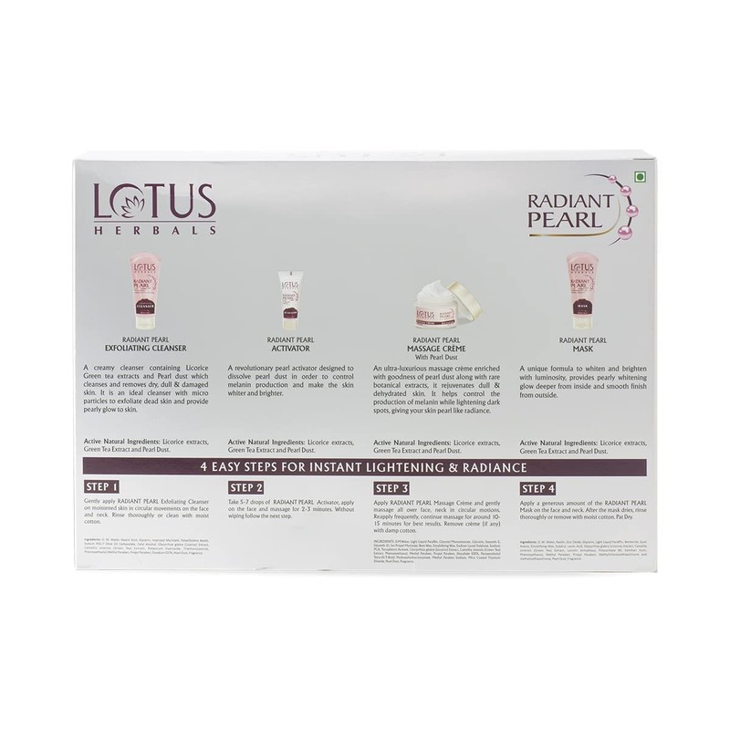 Lotus Herbals Radiant Pearl Facial Kit for Deep Cleaning with