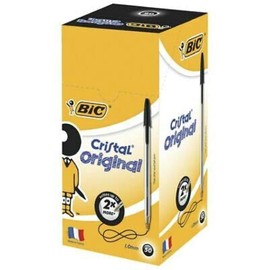 BIC 8127951 Cristal Original Ball Point Pen - Pack of 50 Pens - Medium Point (1.0 mm) - Black Ink