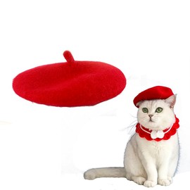 Wholesale Fashion Four Seasons Funny Customized Wool Pet Beret Hat with Accessories (red)