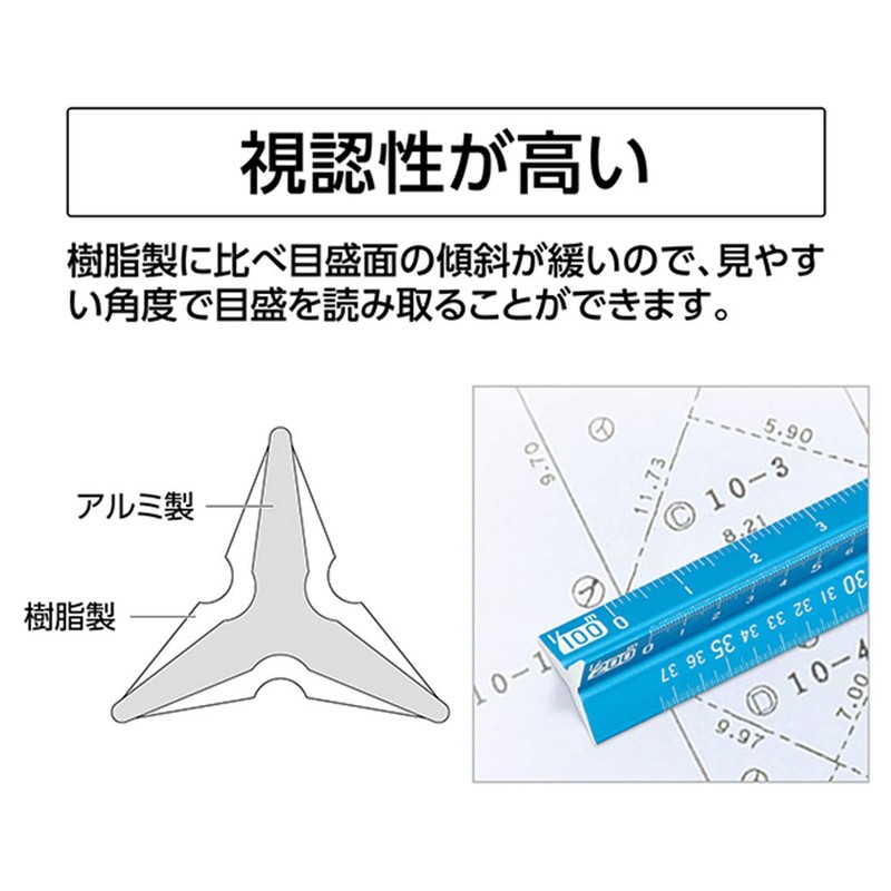 Shinwa Sokutei 74967 Aluminum Triangular Scale A-15 5.9 inches (15