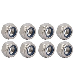 TA-VIGOR 8Pcs Hex Lock Nuts, M12 x 1.25mm Pitch Metric Fine Threaded Stainless Steel Insert Self-Locking Nuts for DIY & Motoring Projects