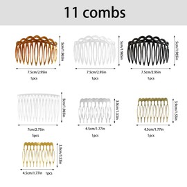 Pack of 11 Insert Comb, Plastic Hair Comb, Women's Insert Comb, Metal Hair Comb, Side Comb, Plastic Hair Clip, Curved Hair Comb
