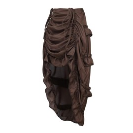 KUOSE Women's Steampunk Skirt Asymmetric Chiffon Lace Tulle Skirt Plus Sizes, Brown- 1