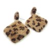 Fashion Jewelry E0580 Animal Leopard Design Brown Faux Fur Rhombus