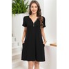 Soesdemo Womens Black Summer Dresses Short Rolled Sleeve Pleated Button