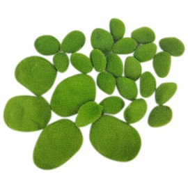 JIHUOO 30 Pcs Small Artificial Moss Rocks Faux Green Moss Rocks Decorative Fake Moss Stones Floral Arrangements Stones Fairy Garden Decorations