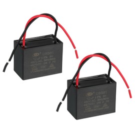 PATIKIL CBB61 Ceiling Fan Capacitor, 2Pcs 12uF 450V AC 50/60HZ with 2 Wires for Air Conditioner Fan Motor Star Run Capacitors 52 x 40 x 40mm