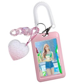 11X7cm Acrylic Kpop Photocard With Keychain Set, Idol Card Holder for ID, Bus, Student - Pendant Keychain Badge Holder