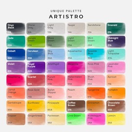 ARTISTRO 48 Marcadores de Acuarela con Pinceles de Pintura Flexibles para Profesionales y Principiantes - Consistentes, Suaves, Brillantes, Lavables, 