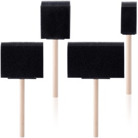 HINZIC 4 Pcs 4 Sizes Foam Paint Brushes, 1inch 2inch 3inch 4inch Wood Handle Sponge Brushes for Painting, Staining, Varnishes, and DIY Craft Projects