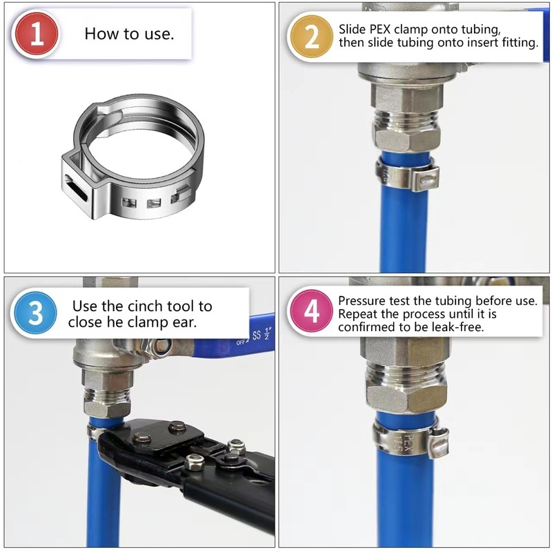 PEX Cinch Clamp Rings Kit (85 PCS), 5 Sizes in