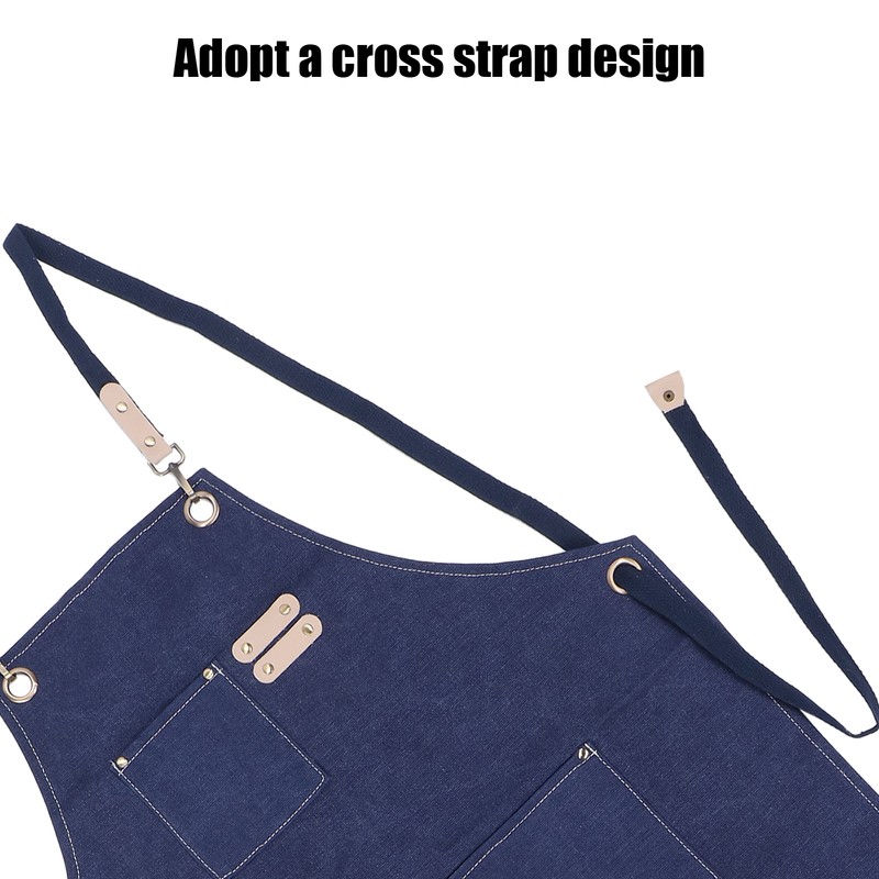 Cotton Canvas Apron Adjustable Cross Back Apron Kitchen Cooking Apron