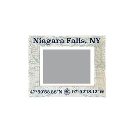 R and R Imports Niagara Falls New York Souvenir Wooden Photo Frame Compass Coordinates Design Matted to 4 x 6