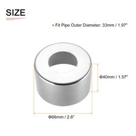 DTGN 66x40mm(DxT) Round Escutcheon Plate - Good for Bathroom Kitchen 33mm Dia Pipe - 201 Stainless Steel Water Pipe Cover - Silver Tone