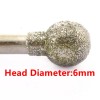 JINGLING 10Pcs 1/4" inch Diamond Ball Burrs 6mm Round Head