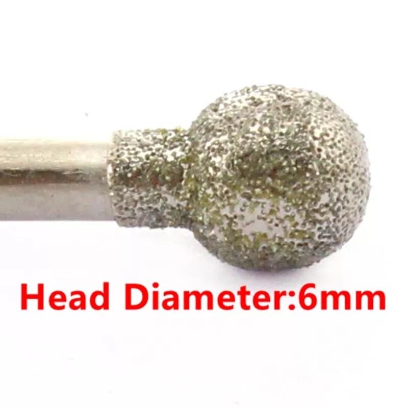 JINGLING 10Pcs 1/4" inch Diamond Ball Burrs 6mm Round Head