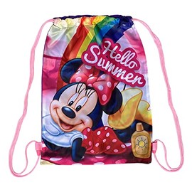 cartoon Kids Drawstring Bag Front Pocket School Backpack Gym Leisure, Minnie (1)