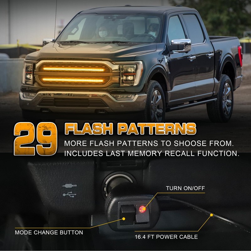 XRIDONSEN 2PCS 24 inch Truck Grill Strobe Lights Strip 288