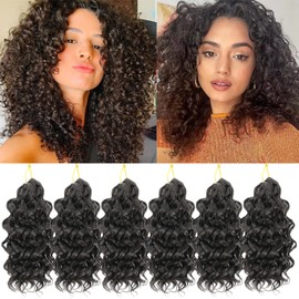 Gogo Curl Crochet Hair 8 Inch 6 Packs Brown color Short Curly Crochet Hair for Black Women Beach Curl Water Wave Curly Crochet Braids Hair, Deep Wave Synthetic Braiding Hair Extensions (8 inch 4#)