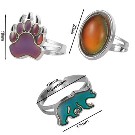 3pcs Adjustable Mood Rings for Women Color Changing Rings Party Favor Costume Play Feeling Change Ring Set