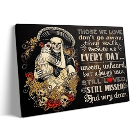 Valentine's Day Canvas Wall Art, "Those We Love" Romantic Quote Wall Art Skeleton Couple with Roses Inspirational Couples Gift, Gothic Painting for Valentines Wedding Home Gallery Decor 8x10inch