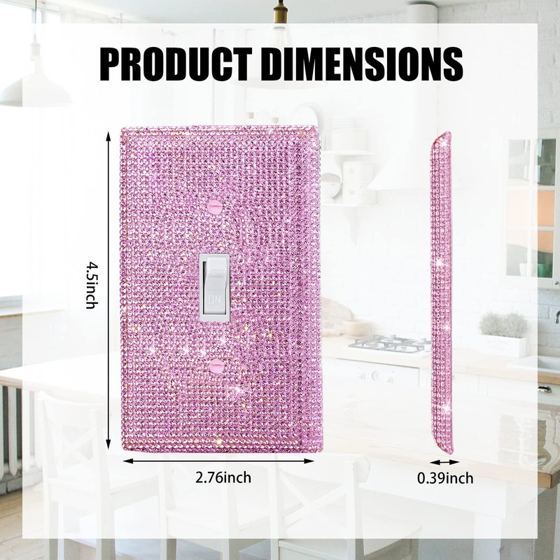 Shiny Pink Rhinestones Wall Plates Light Switch Decorative Cover Plate