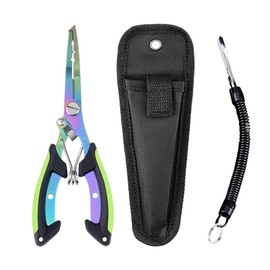 Split Ring Pliers - Colored Titanium Fishing Pliers with Sheath | Multi-Function Fish Tool Non-Slip Gear Accessories for Camping & Fishermen