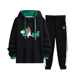 [Platilive] スウェット パーカー メンズ 上下セット 人气 長袖 大きいサイズ フード付き ゆったり パーカー 秋冬服 部屋着 ランニングウェア セットアップ 男女兼用black 2XL