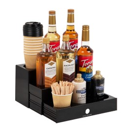 Mind Reader Coffee Syrup Station, Coffee Bar Accessories, Countertop Organizer, Acrylic, 14.25"L x 12.5"W x 7"H, Black