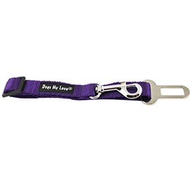 Dogs My Love Adjustable 11"-18" Long Leash Car Seat Dog Safety Belt 3/4" Wide Vehicle Lead Medium (Purple)
