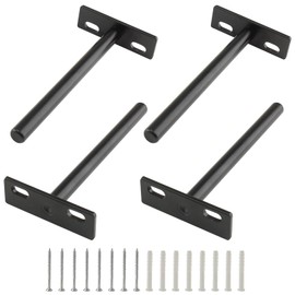 Cionyce 4 Pcs 5 Inch Floating Shelf Bracket Heavy Duty Blind Shelf Supports, Hidden Wall Brackets for Floating Wood Shelves, Black