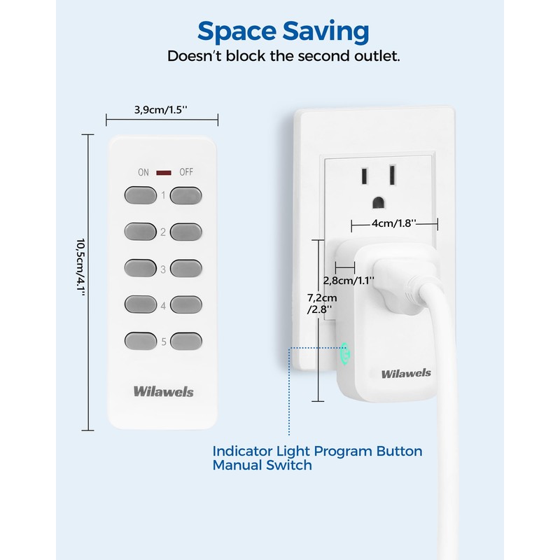 Remote Control Outlet, WILAWELS Wireless Remote Light Switch, Programmable Electrical