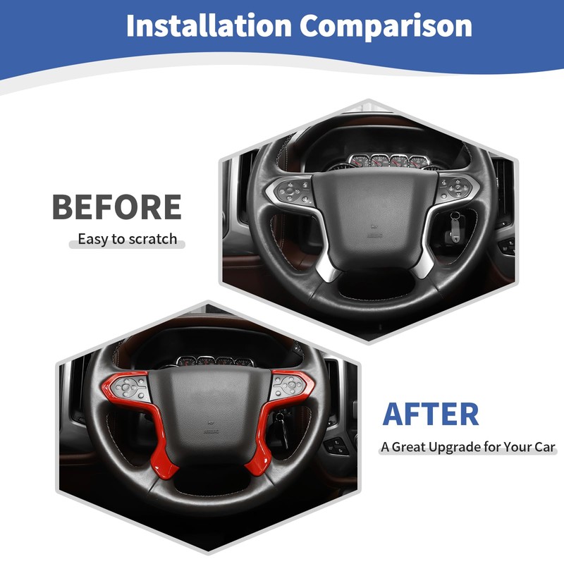 RT-TCZ Red Steering Wheel Cover for Chevy Silverado/Suburban/Tahoe 2014-2018 &