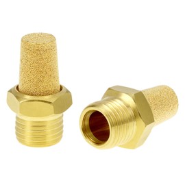 QWORK 1/4" Male Thread Air Pneumatic Mufflers, 10-Pack Sintered Bronze Exhaust Muffler Silencer, High Noise Reduction, 300 PSI Maximum Pressure