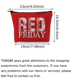 TOBGBE Gift for Military Spouses Red Fri Remember Everyone Deployed Quote Makeup Bag Proud Army Wife Appreciation Gift (Friday Bag CA)