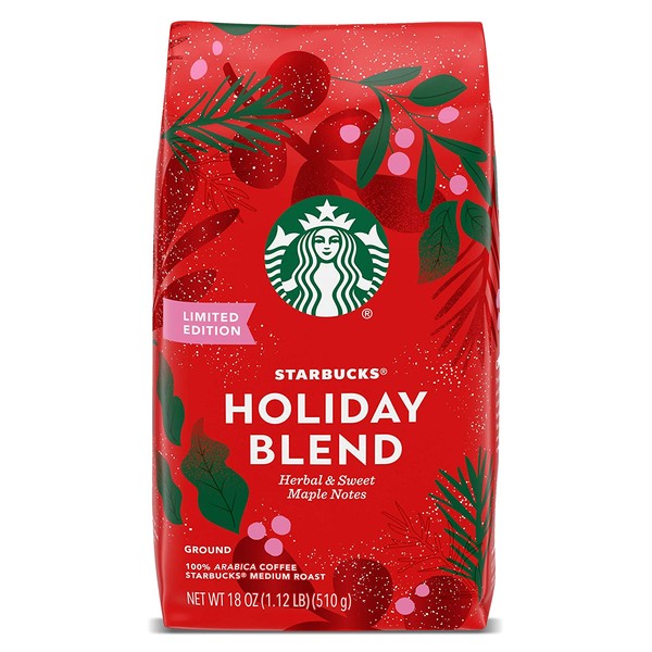 Starbucks Medium Roast Ground Coffee — Starbucks Holiday Blend — 100% Arabica — 1 bag (18 oz)