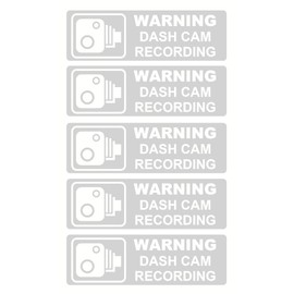 3.5x1.1 inch 5pcs Clear White Warning Dash Cam Recording Sticker, Use Inside, face to Outside