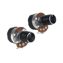 Switian 20K Ohm Drehpotentiometer mit Ein/Aus-Schalter (2 Stück) – Linearer B-Taper, 6mm geriffelte Welle + schwarze Alu-Knöpfe für Audio- und Elektronikprojekte