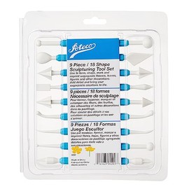 Ateco Sculpting Tool Set for Sugar Paste Decorations, 9 Piece Set with 18 Shapes, Food Grade Plastic with Non-slip Handles, Blue