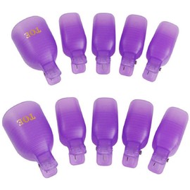 Yimart Pack of 10 Reusable Plastic Toenail Nail Art Soak Off Cap Clip UV Gel Polish Remover Wrap Tool (Purple)