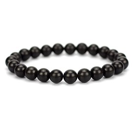 Natural Black Shungite Gemstone 8mm Round Beads Stretch Bracelet 7" Unisex