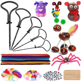 JSUEU Chestnut Drill Set, Chestnut Craft Set Children, 1.5-5 mm Drill Chestnuts, Chestnut Set for Crafts with Chestnuts, Autumn Chestnut Man DIY Set, with DIY Craft Accessories, Gifts for Children