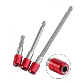 Barra de Extensión del portapuntas Bit autoblocante 1/4 "Destornillador de Vástago Hexagonal Brocas portaHerramientas 60 mm 100 mm 150 mm Longitud, 3 Piezas (rojo)