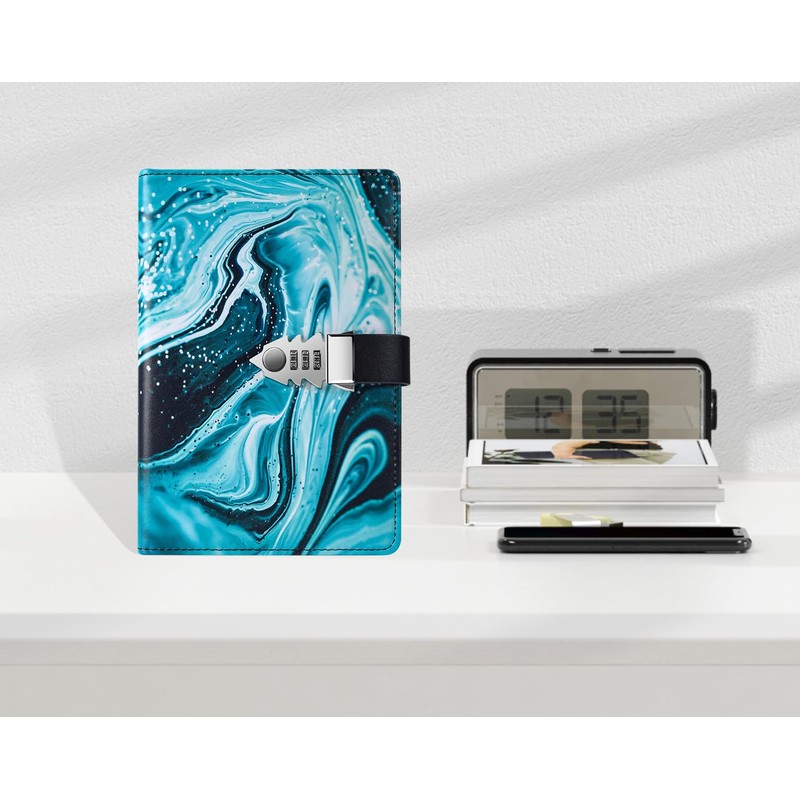 ARRLSDB A5 Creative Password Lock Diary, PU Leather Journal with