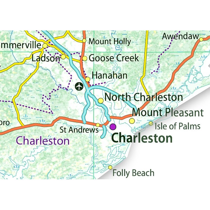 South Carolina USA State Map - 23.4 x 15.4 Inches