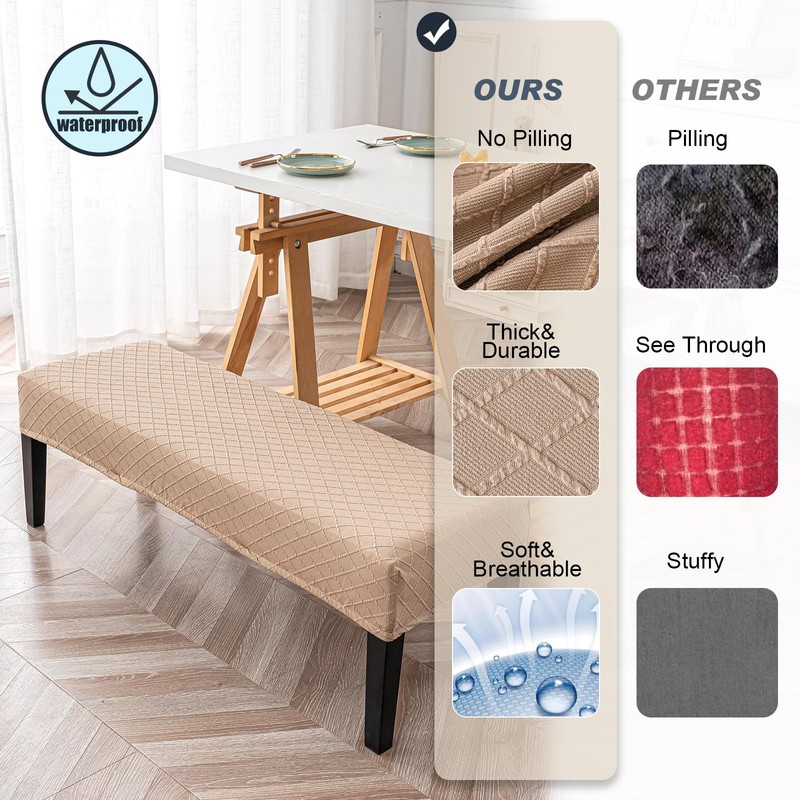 Genina Stretch Dining Bench Covers, Waterproof Stretch Jacquard Bench Seat